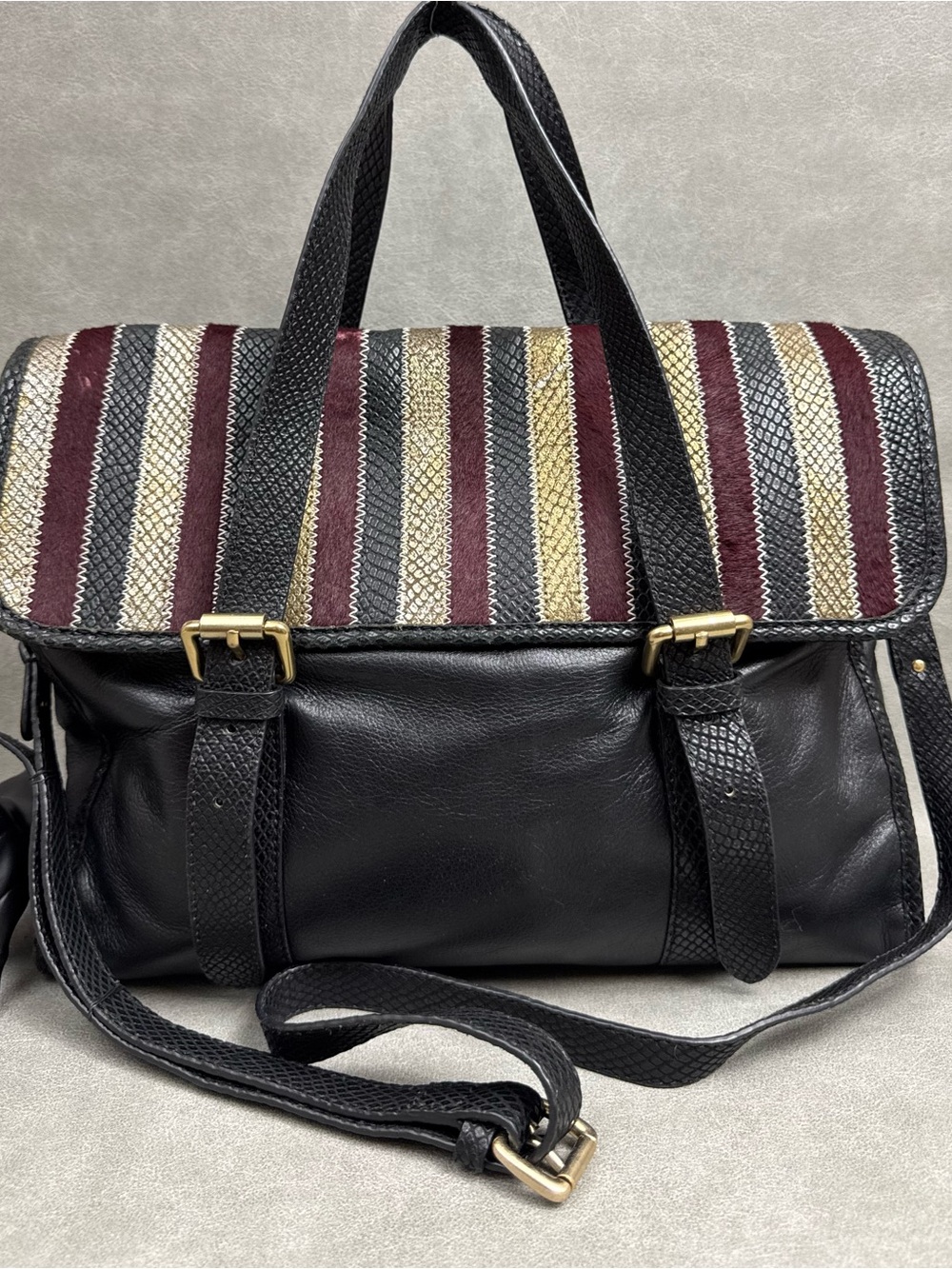 Foley + Corinna Black Leather Logo Zip Tote